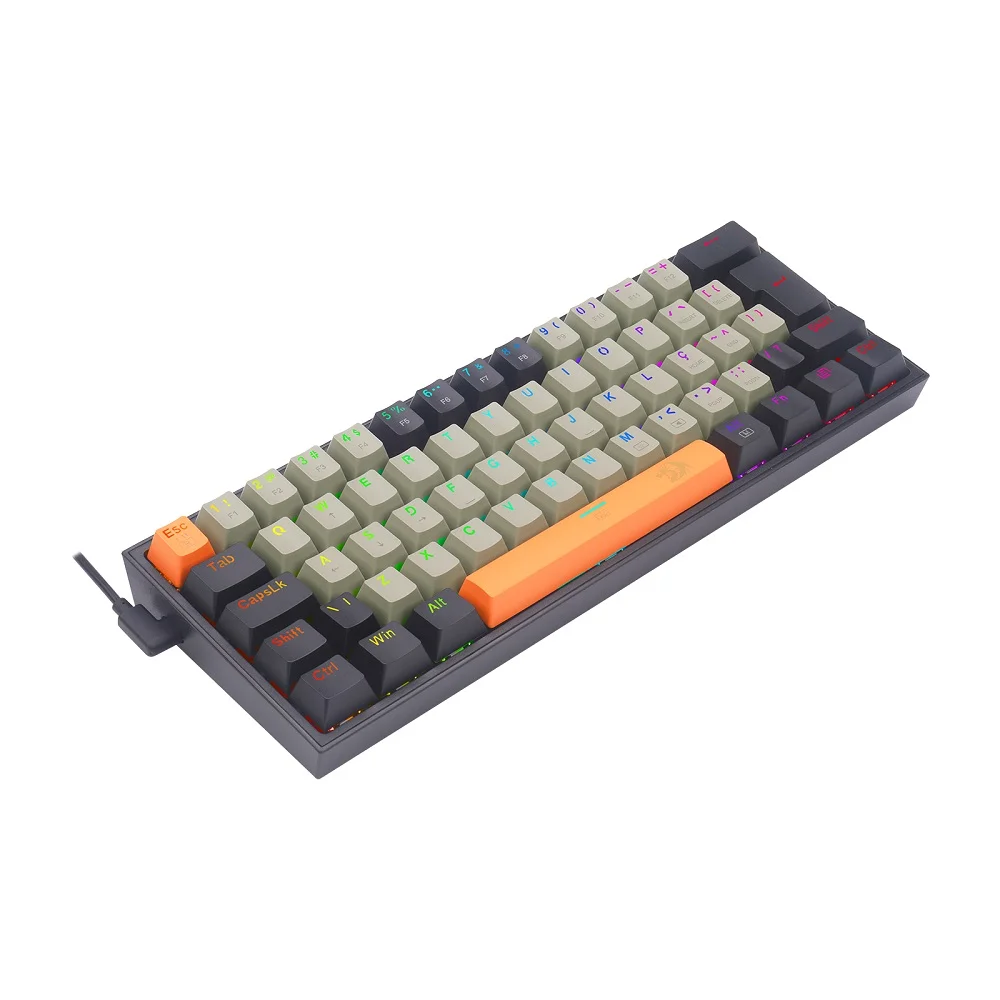 Imagem 3 de 5 do produto Teclado Mecânico Gamer Redragon Fizz, RGB Laranja + Cinza + Preto - Switch Mk.ii Diy Marrom