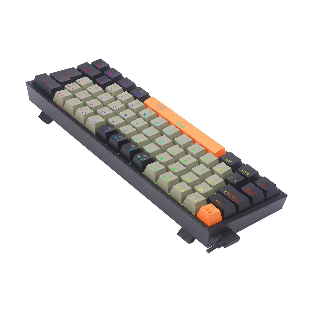 Imagem 4 de 5 do produto Teclado Mecânico Gamer Redragon Fizz, RGB Laranja + Cinza + Preto - Switch Mk.ii Diy Marrom
