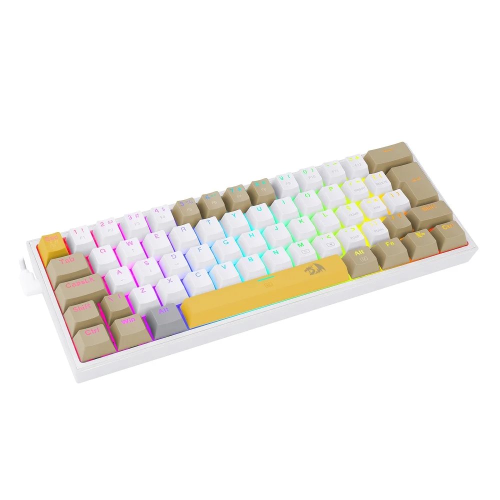 Imagem 5 de 5 do produto Teclado Mecânico Gamer Redragon Fizz, RGB, Amarelo + Branco + Cinza - Switch Mk.ii Diy Marrom