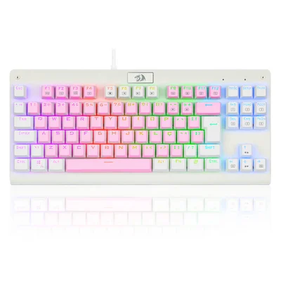 Teclado Mecânico Gamer Redragon, Dark Avenger, RGB Rosa + Branco - Switch Marrom