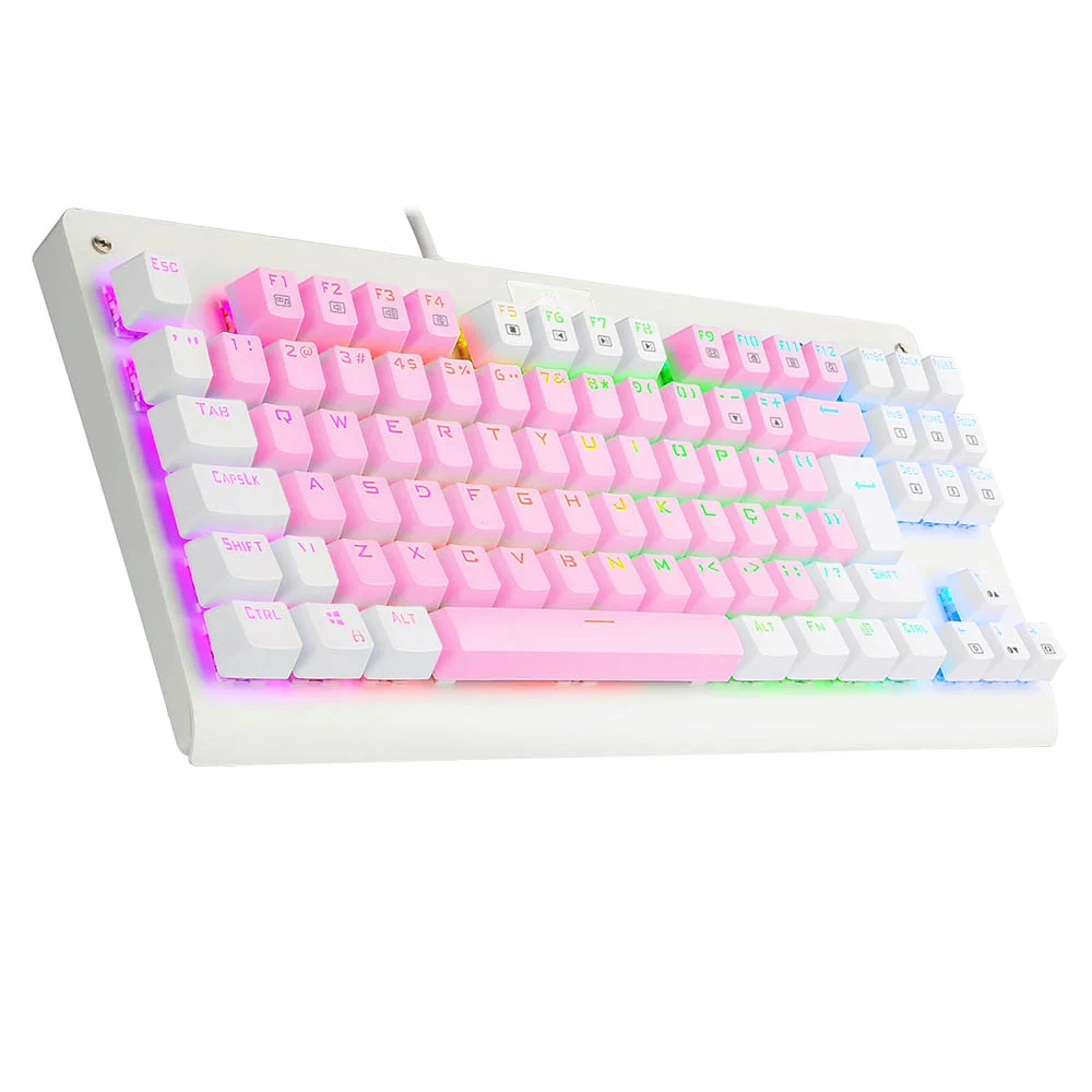 Imagem 4 de 5 do produto Teclado Mecânico Gamer Redragon, Dark Avenger, RGB Rosa + Branco - Switch Marrom