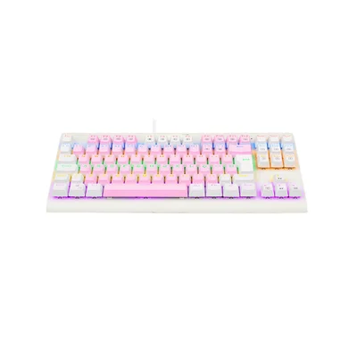 Teclado Mecânico Gamer Redragon, Dark Avenger, Rainbow, Rosa + Branco - Switch Marrom