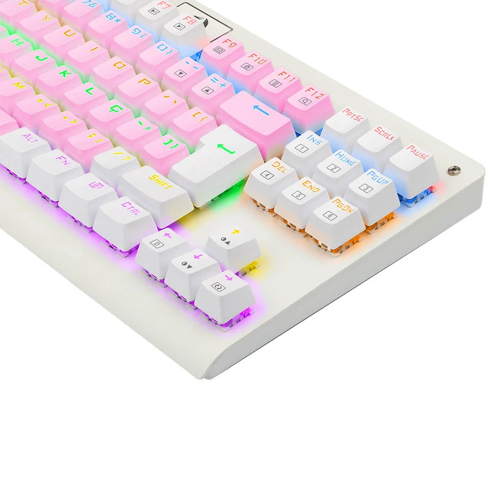 Imagem 2 de 5 do produto Teclado Mecânico Gamer Redragon, Dark Avenger, Rainbow, Rosa + Branco - Switch Marrom