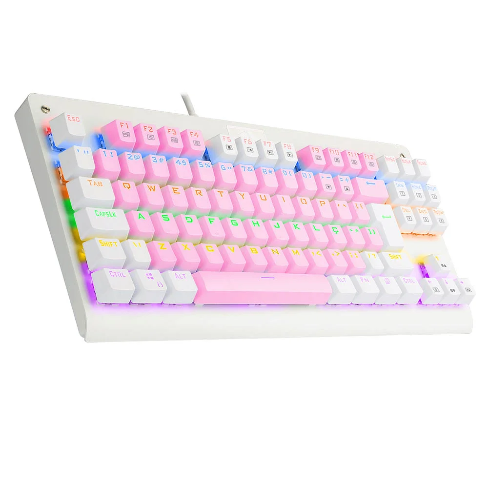 Imagem 5 de 5 do produto Teclado Mecânico Gamer Redragon, Dark Avenger, Rainbow, Rosa + Branco - Switch Marrom
