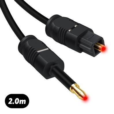 Cabo Óptico De Áudio Digital Mini Toslink,3,5mm, Spdif 2m, 2 Metros,preto