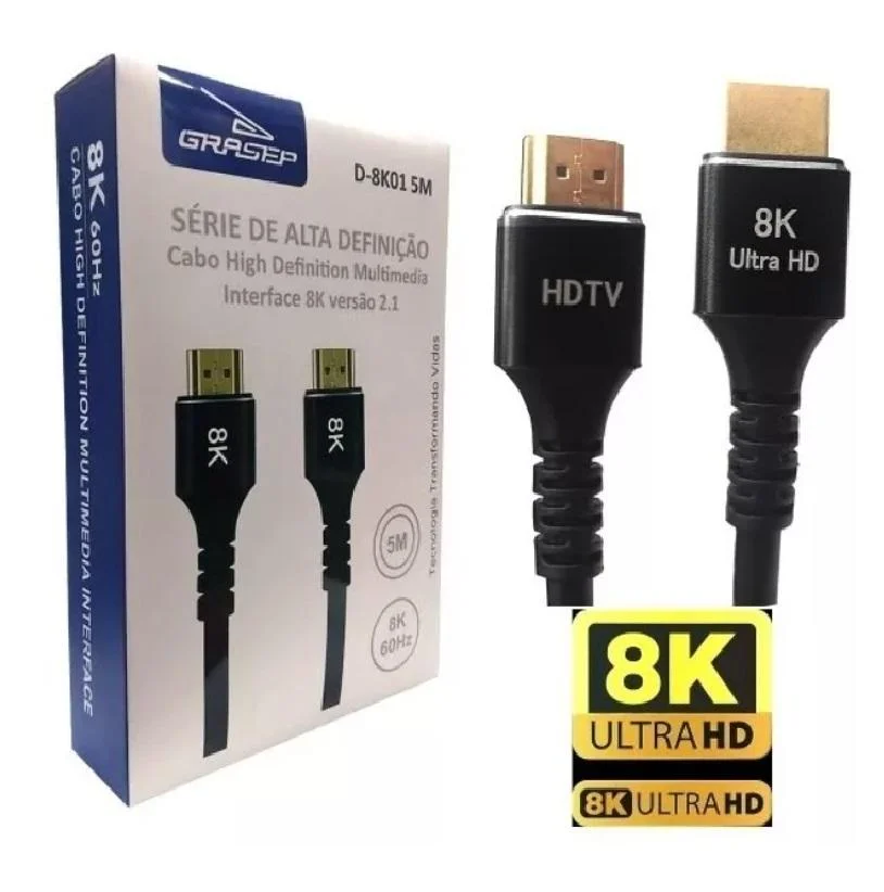 Imagem 3 de 5 do produto Cabo HDMI 2.1 8k 144hz Ultra Hd 3 Metros Blindado 7680p