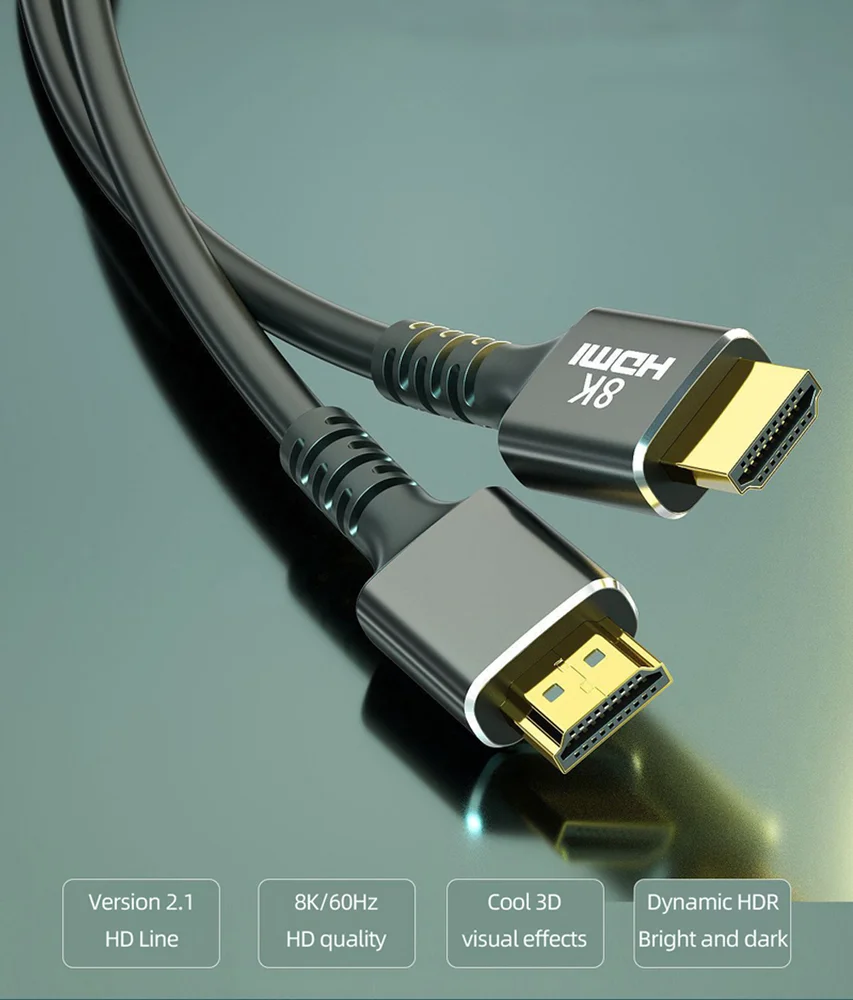 Imagem 4 de 5 do produto Cabo HDMI 2.1 8k 144hz Ultra Hd 3 Metros Blindado 7680p