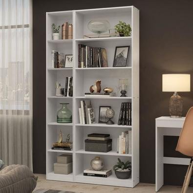 Kit Madesa Estante Livreiro 6908 + Estante Livreiro 6906, Branco
