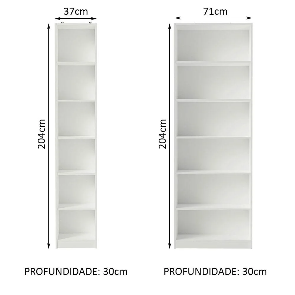 Imagem 4 de 5 do produto Kit Madesa Estante Livreiro 6908 + Estante Livreiro 6906, Branco