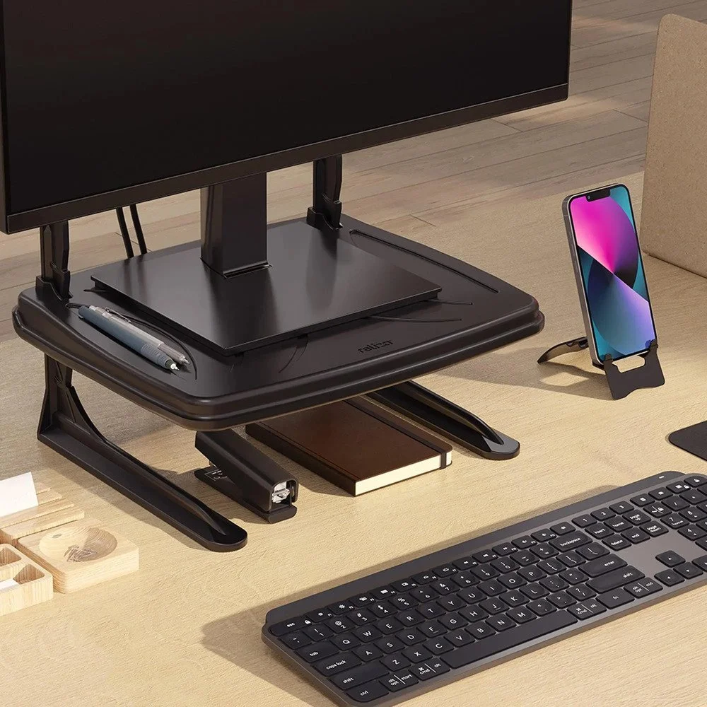 Suporte Para Monitor Reliza Ergolution, Com Regulagem De Altura + Suporte De Celular - Preto Suporte Para Monitor Reliza Ergolution, Com Regulagem De Altura + Suporte De Celular - Preto