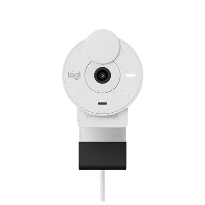 Webcam Logitech Brio 300 Full HD 1080p, USB-C, Com Microfone, Branco - 960-001440