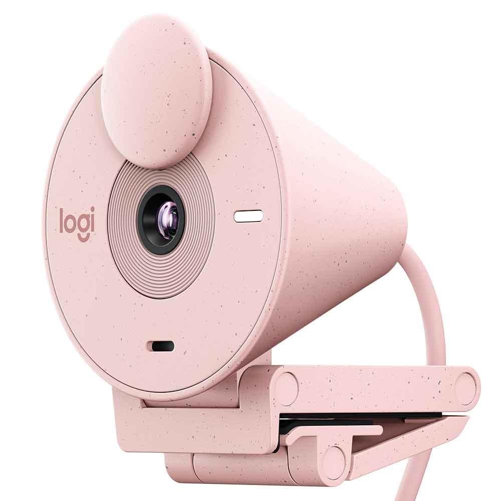 Webcam Logitech Brio 300, Full HD 1080p, USB-C, Com Microfone, Rosa - 960-001446