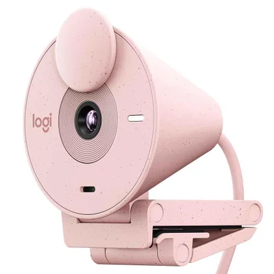 Webcam Logitech Brio 300, Full HD 1080p, USB-C, Com Microfone, Rosa - 960-001446