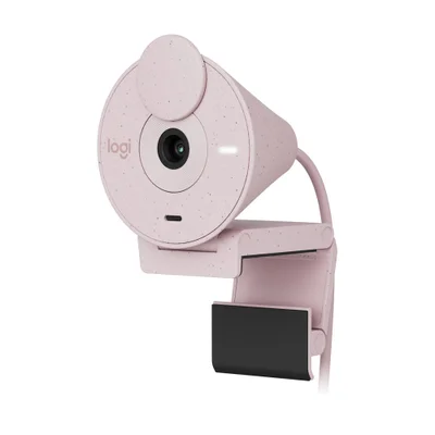 Webcam Logitech Brio 300, Full HD 1080p, USB-C, Com Microfone, Rosa - 960-001446