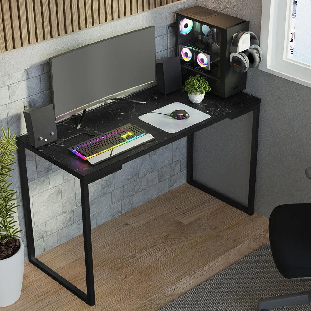 Imagem 3 de 5 do produto Mesa De Escritório Industrial  Madesa,Preta, 120cm, Nero Marquina