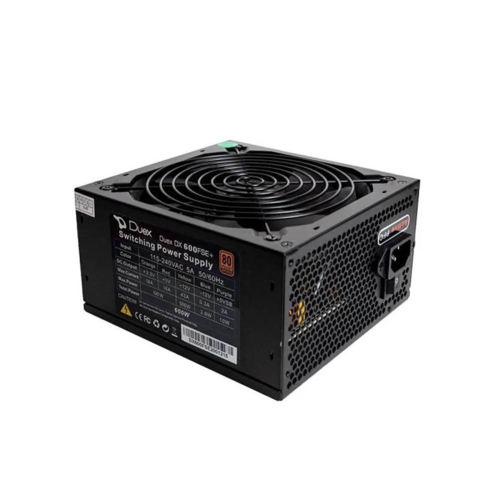 Imagem 3 de 5 do produto Fonte Duex Dx 600wfse+ 600w, ATX, Bivolt Automático, 80 Plus Bronze, PFC Ativo, Preto