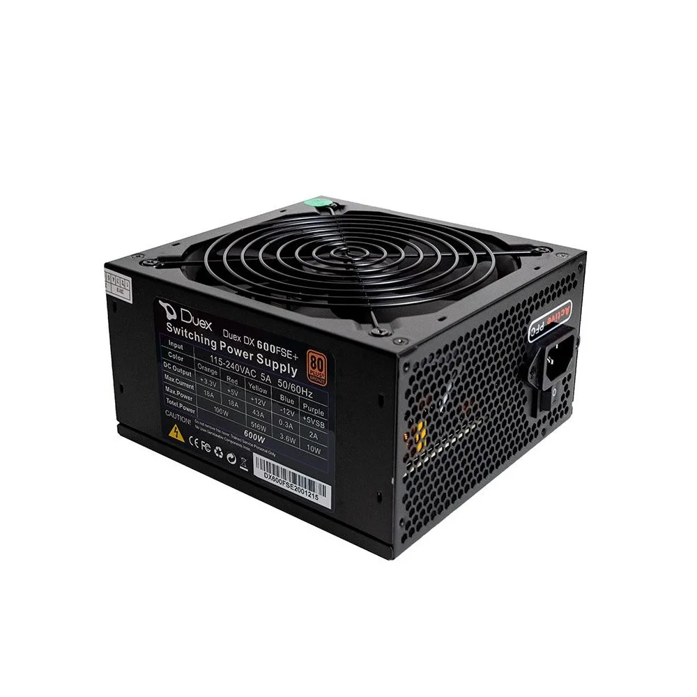 Imagem 5 de 5 do produto Fonte Duex Dx 600wfse+ 600w, ATX, Bivolt Automático, 80 Plus Bronze, PFC Ativo, Preto