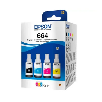 Kit 4 Tintas 664 Para L110 L120 L200 L210 L220 L350 L355 Amarelo/ciano/magenta/preto