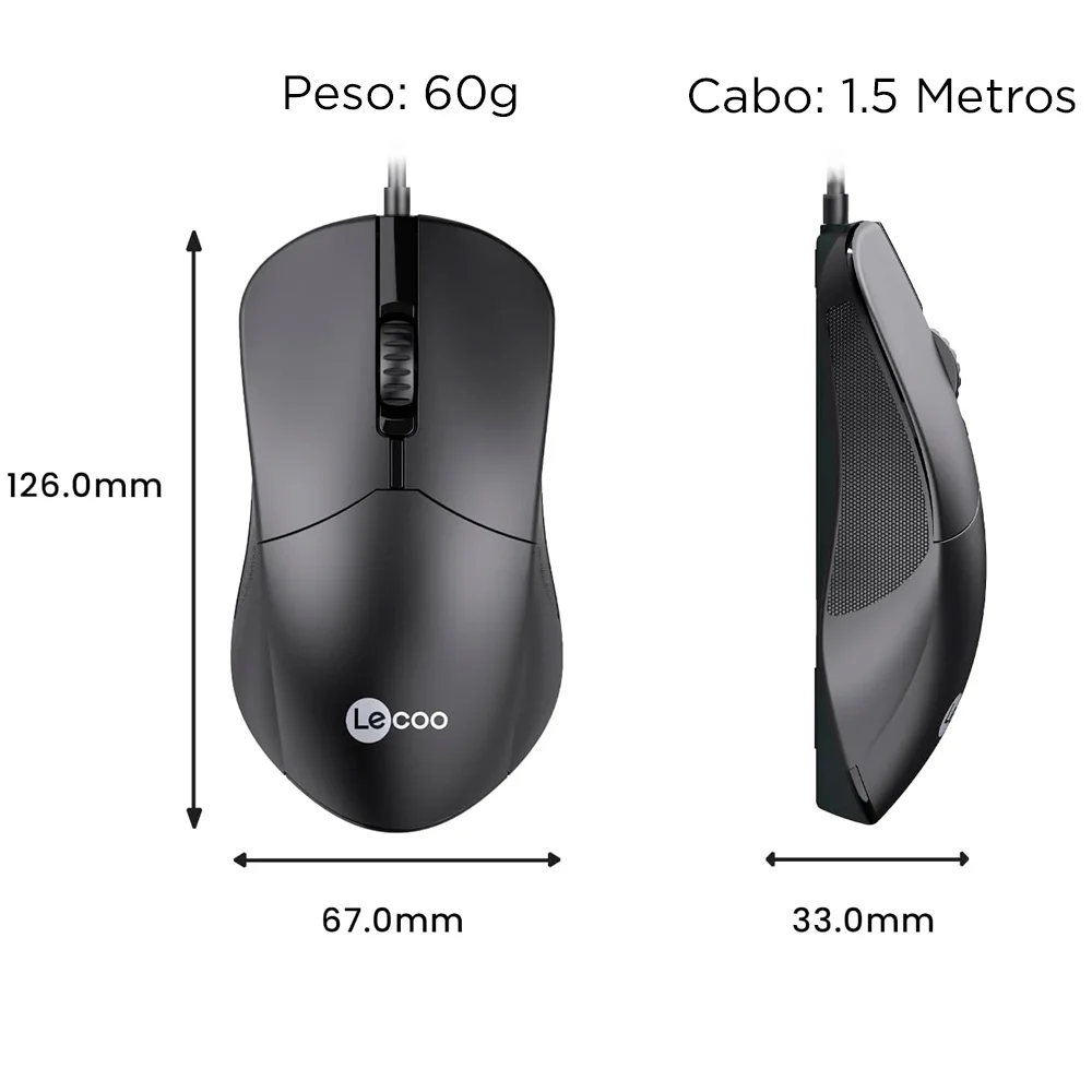 Imagem 4 de 5 do produto Mouse,Lenovo M1102  Usb ,Lecoo 1200dpi, Padrao