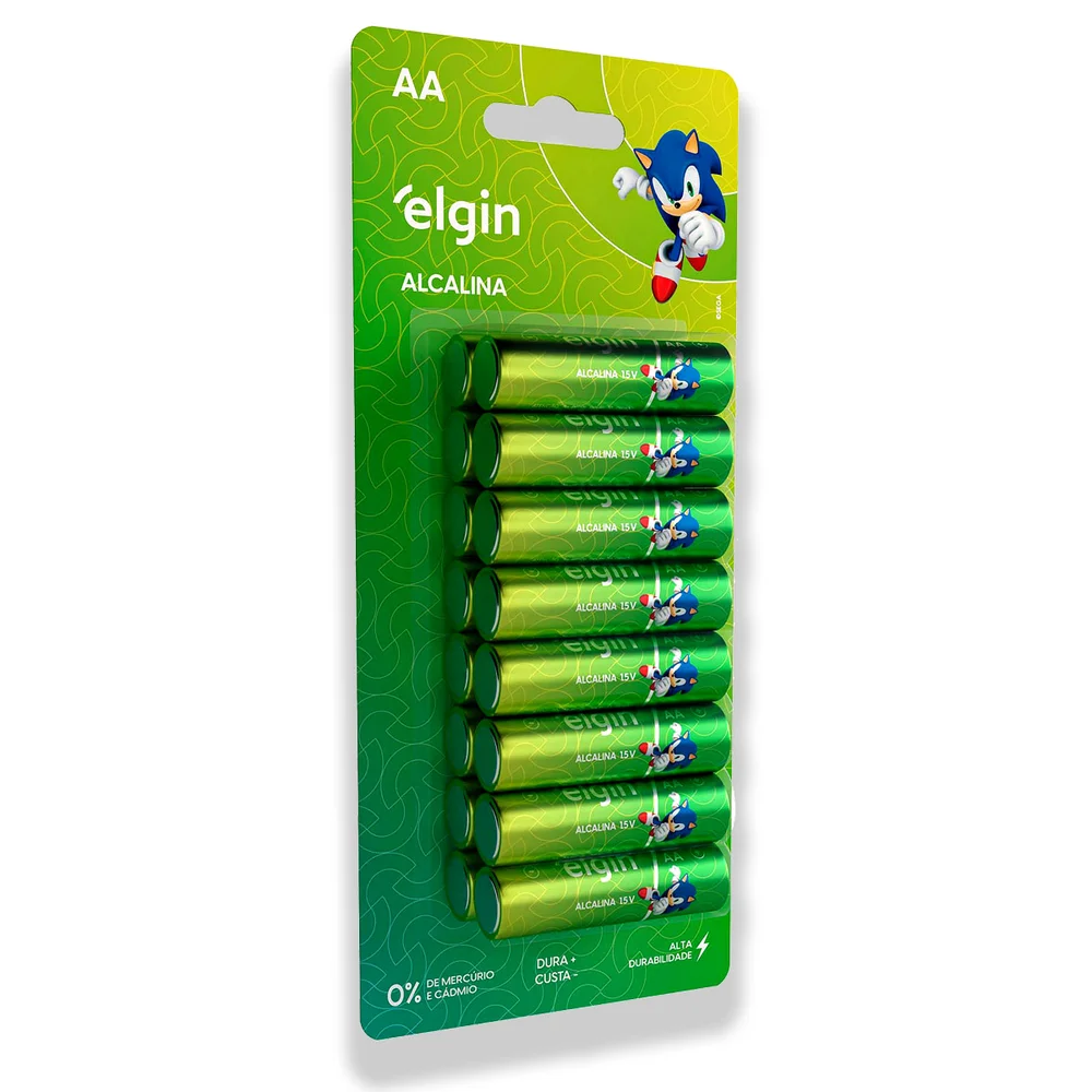 16 Pilhas Baterias Aa Elgin Alcalina, 2a Pequena - 1 Cartela 16 Pilhas Baterias Aa Elgin Alcalina, 2a Pequena - 1 Cartela
