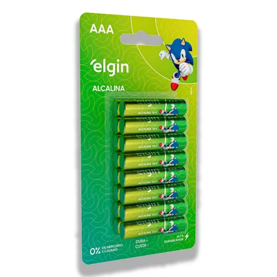 16 Pilhas Baterias Aaa Elgin, Alcalina 3a Palito, 1 Cartela