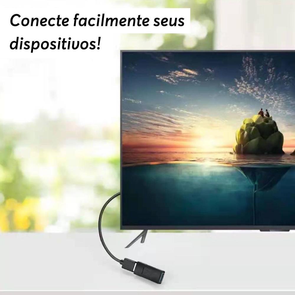 Imagem 2 de 5 do produto Adaptador Emenda USB 3.0 Fêmea X Fêmea Alongar, Cabo Prolongador Junção,preto