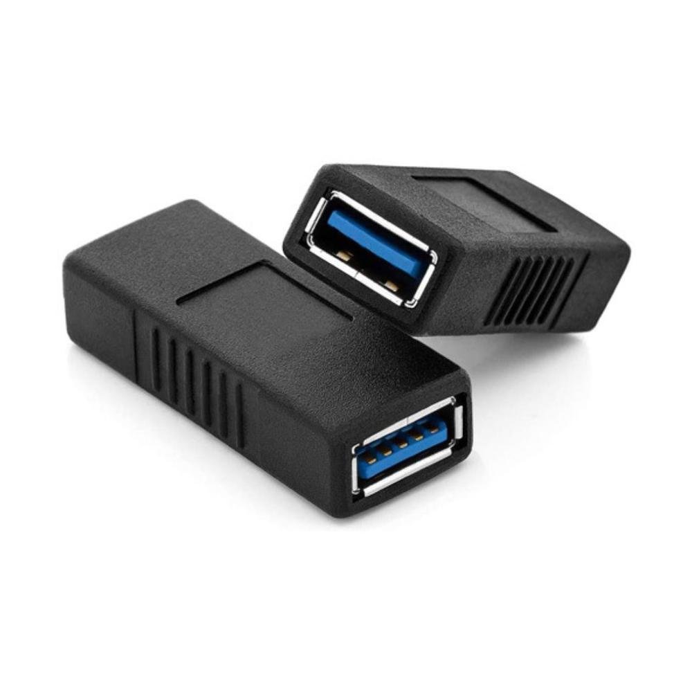 Imagem 4 de 5 do produto Adaptador Emenda USB 3.0 Fêmea X Fêmea Alongar, Cabo Prolongador Junção,preto