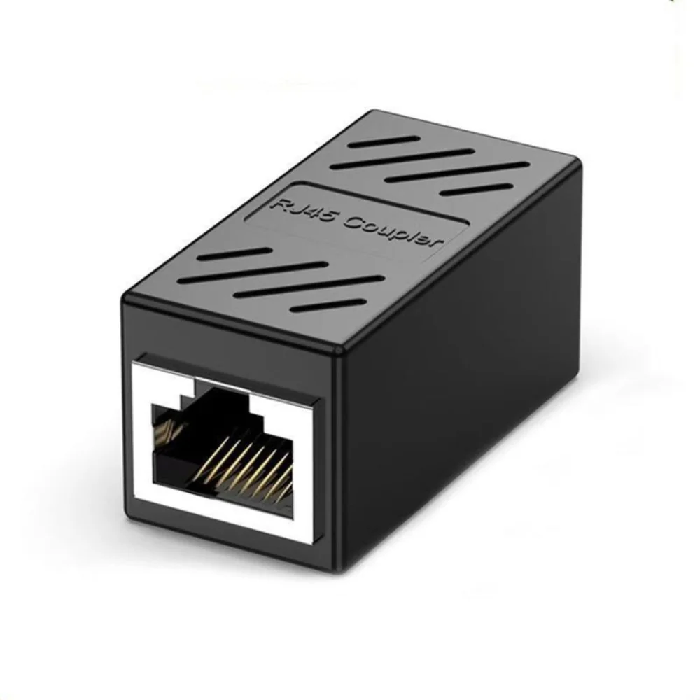 Imagem 1 de 5 do produto Adaptador Emenda Rj45 Extensor Cat5, Cat6, Cat7, Rede Ethernet Conector Blindado,preto
