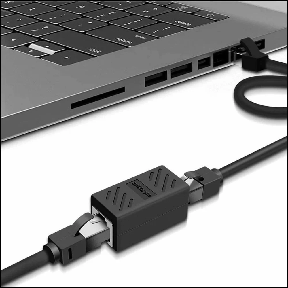 Imagem 2 de 5 do produto Adaptador Emenda Rj45 Extensor Cat5, Cat6, Cat7, Rede Ethernet Conector Blindado,preto