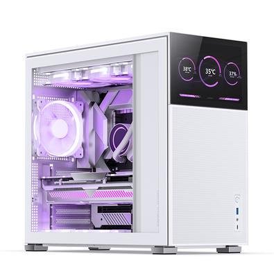 Gabinete Jonsbo,Branco ATX, Alumínio D41 Mesh Screen,com Tela LCD