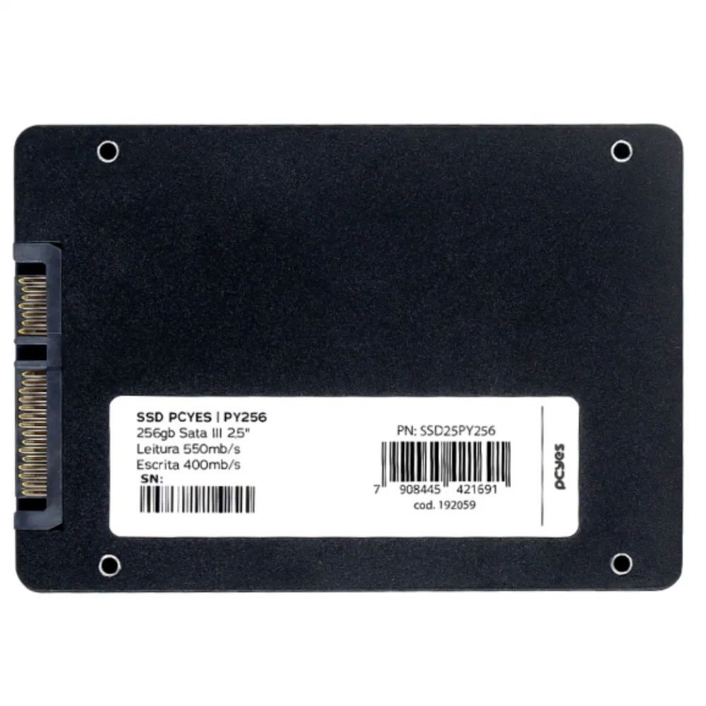 Imagem 4 de 5 do produto SSD PCYES, 256GB, SATA III, TLC 3D, Leitura: 550MB/s, Gravação: 400MB/s - SSD25PY256E