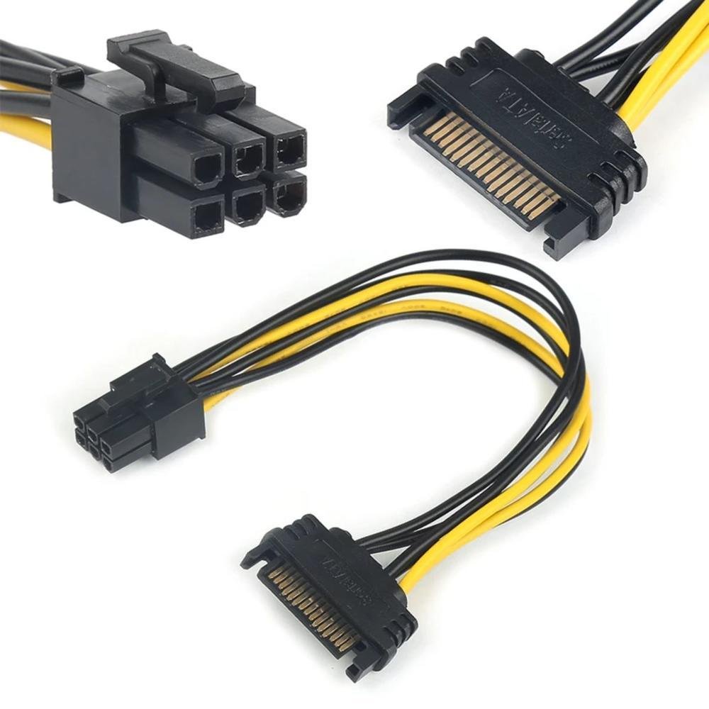 Imagem 4 de 5 do produto Cabo Adaptador Energia/Alimentação SATA Macho, Para Pci-e Pci Express, 6 Pinos