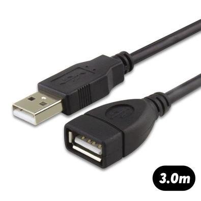 Cabo Fio Extensor USB 2.0 De 3.0m 3 Metros, Com Filtro,preto