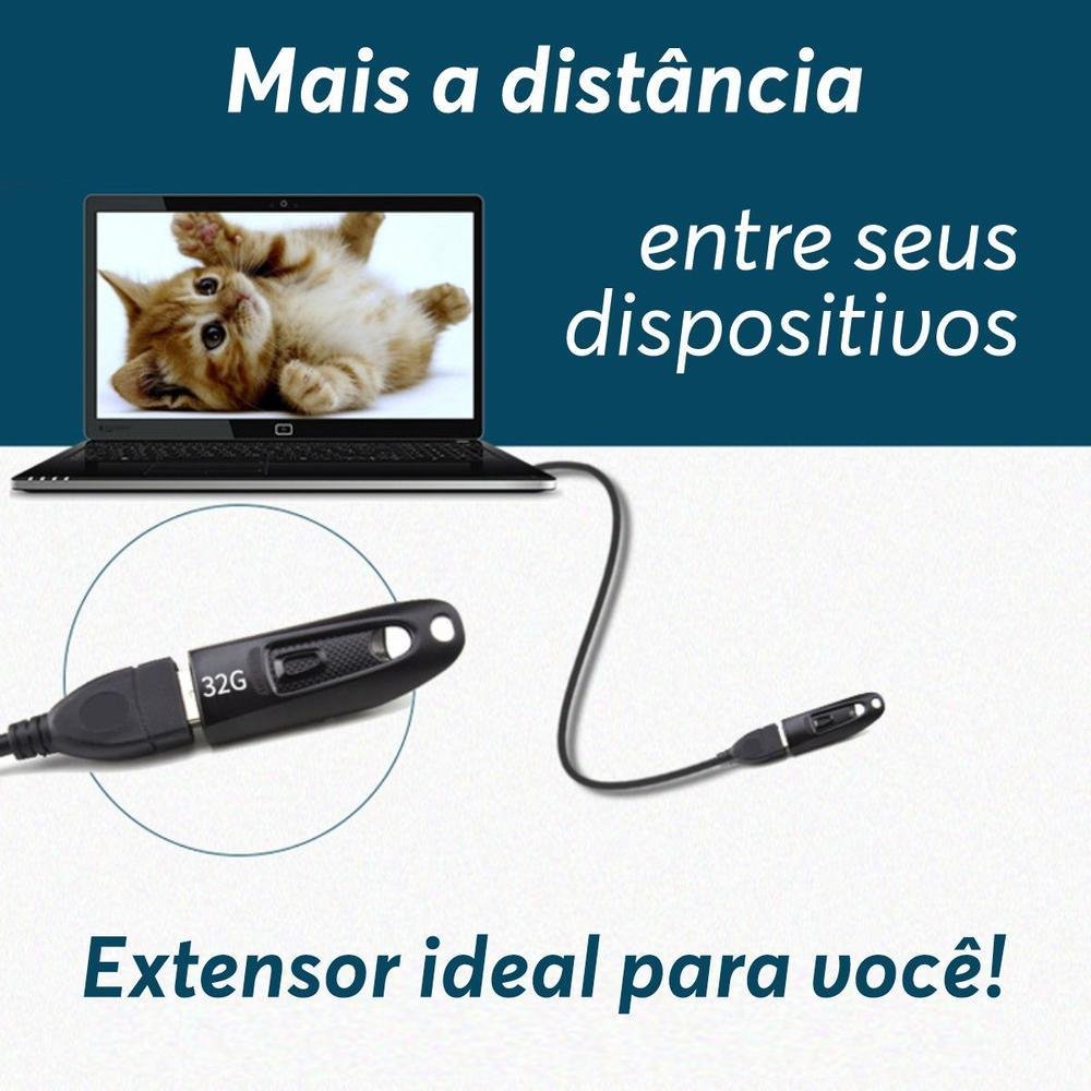 Imagem 5 de 5 do produto Cabo Fio Extensor USB 2.0 De 3.0m 3 Metros, Com Filtro,preto
