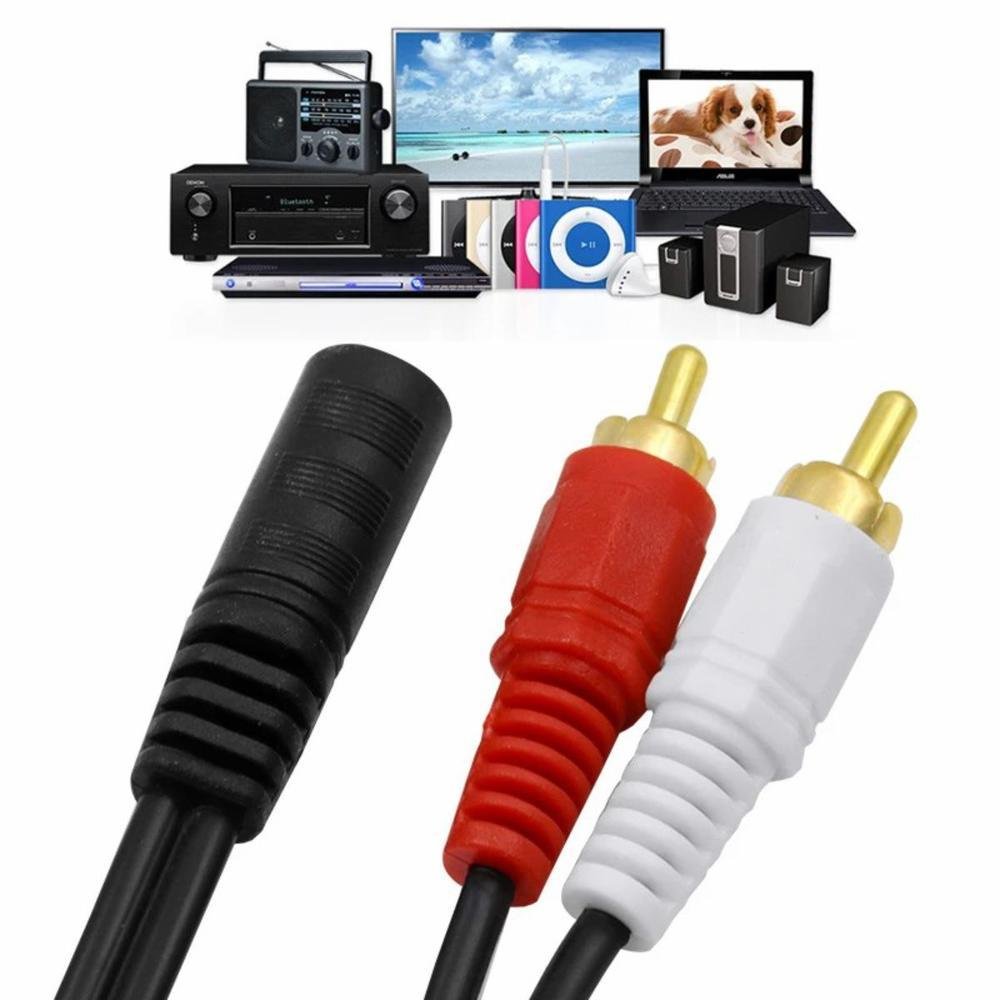 Imagem 4 de 5 do produto Cabo Fio P2 Fêmea 3,5mm Para Rca Áudio Som Estéreo 40cm,preto