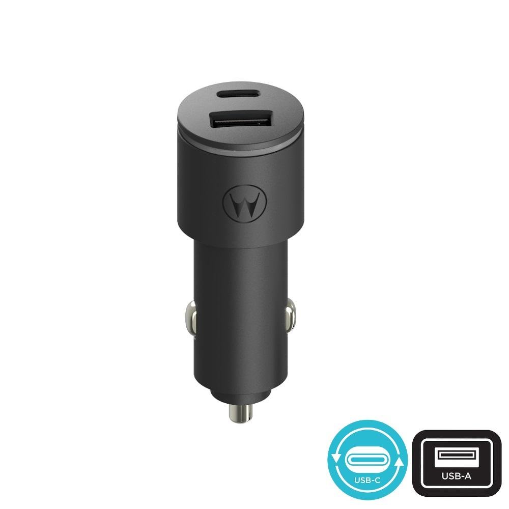Carregador Veicular Turbo Power Motorola, 45W Duo, USB-A E USB-C, Solo - SJV102
