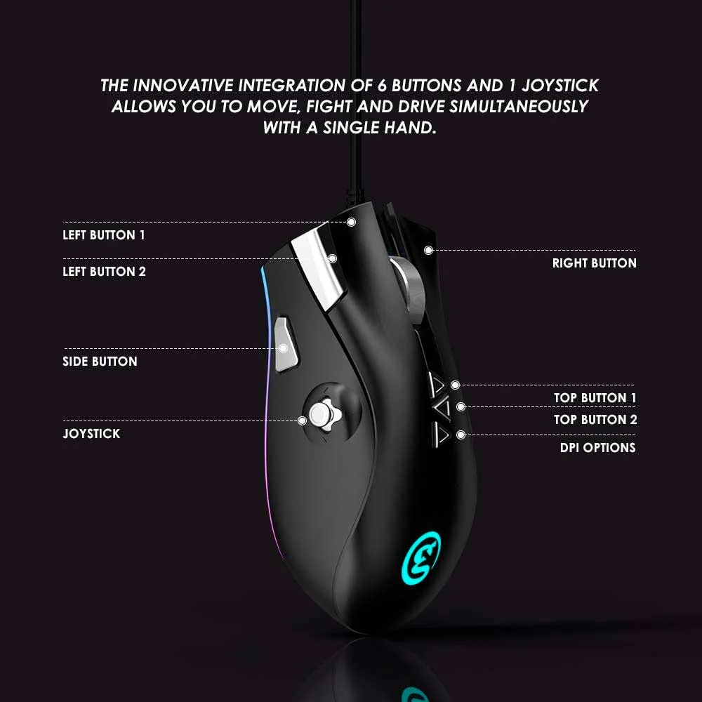 Imagem 3 de 5 do produto Mouse Gamer Gm200 Com Joystick Usb Rgb 2000dpi - Gamesir