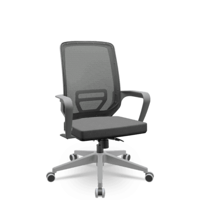 Cadeira Escritório Presidente Adrix Plaxmetal Relaxsystem, Estrutura Grafite, Encosto, Tela E Assento Poliester, Cinza