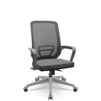 Cadeira Escritório Presidente Adrix Plaxmetal Relaxsystem, Estrutura Grafite, Encosto, Tela E Assento Poliester, Cinza
