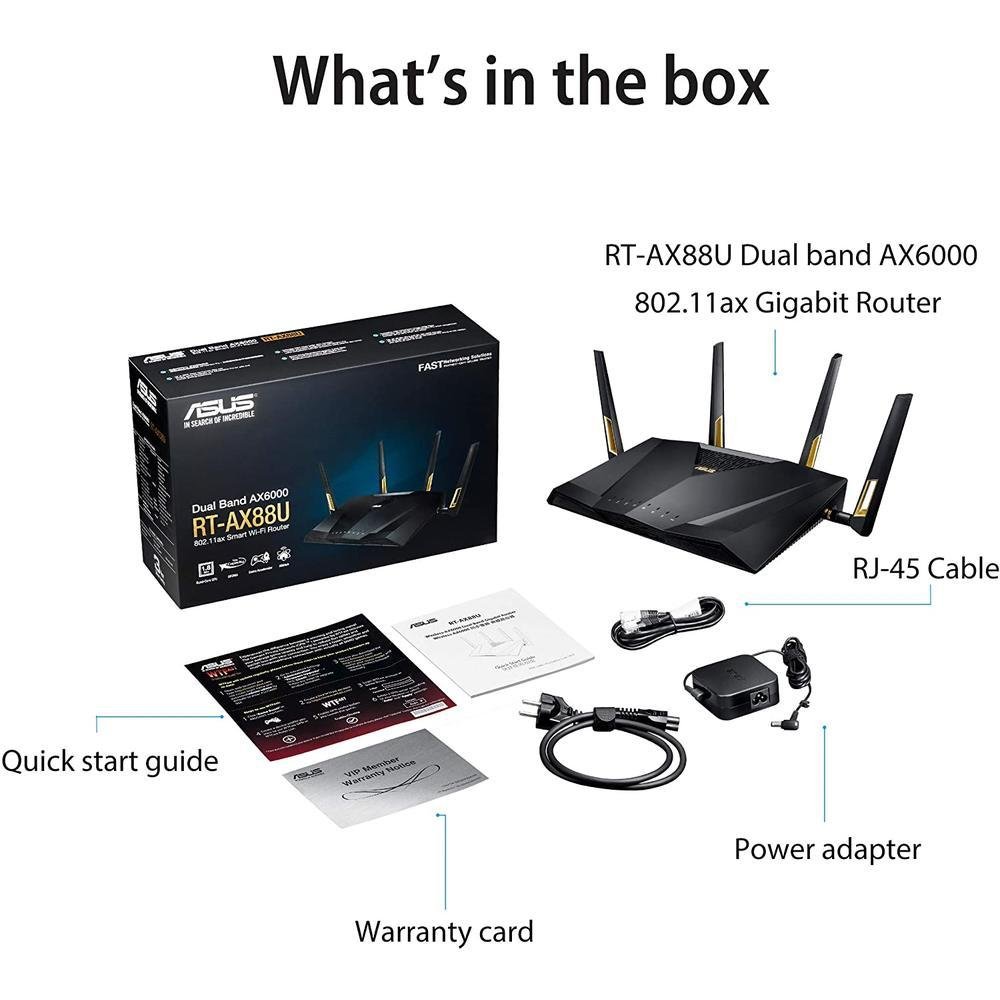 Roteador Asus Gamer WiFi 6 Ax6000 RtAx88u KaBuM