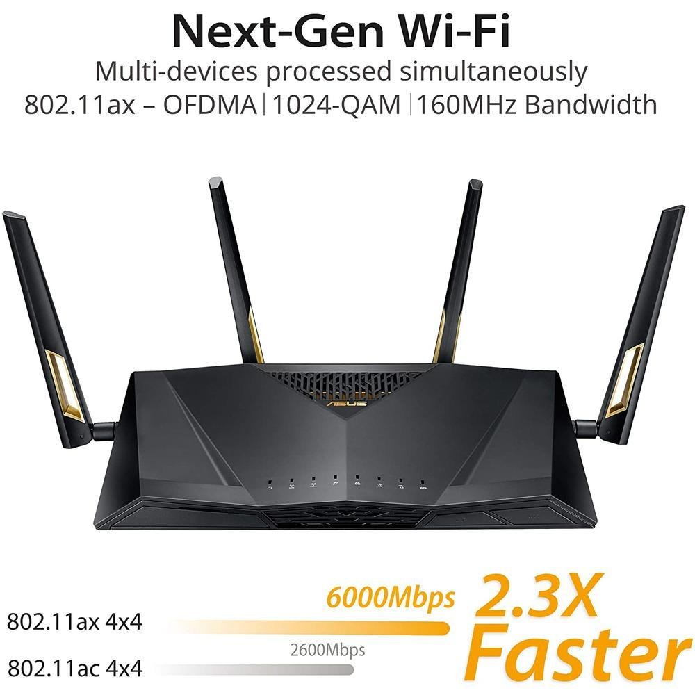 Roteador Asus Gamer WiFi 6 Ax6000 RtAx88u KaBuM