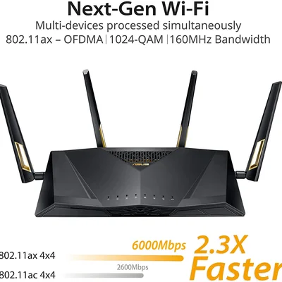 Roteador Asus Gamer WiFi 6 Ax6000 RtAx88u KaBuM