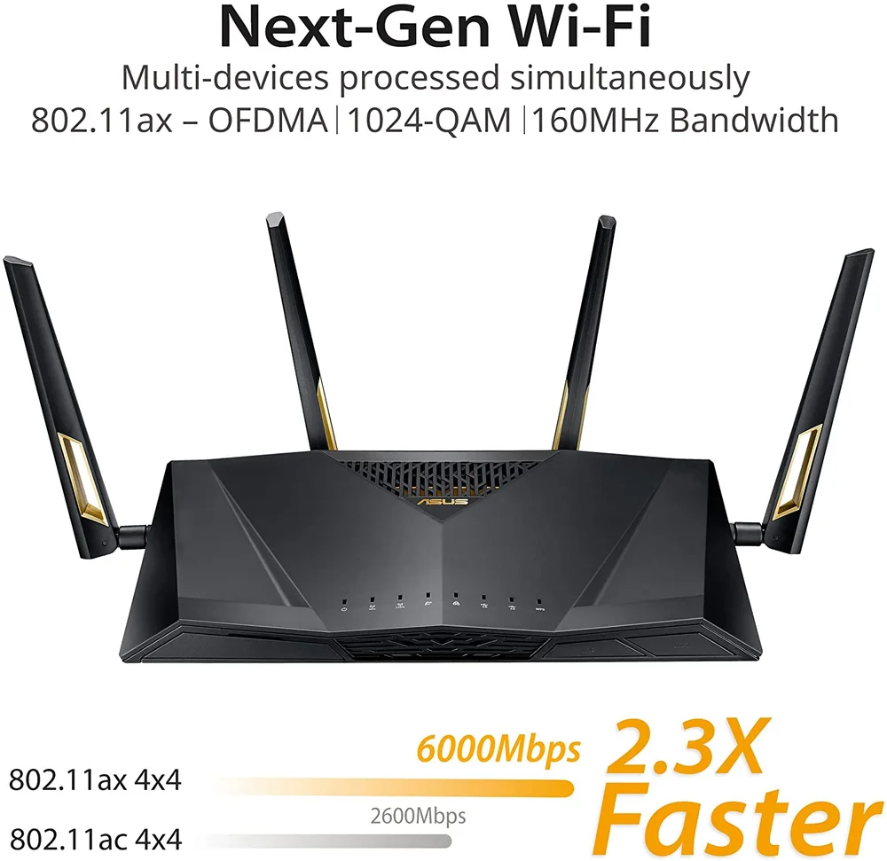 Roteador Asus Gamer WiFi 6 Ax6000 RtAx88u KaBuM