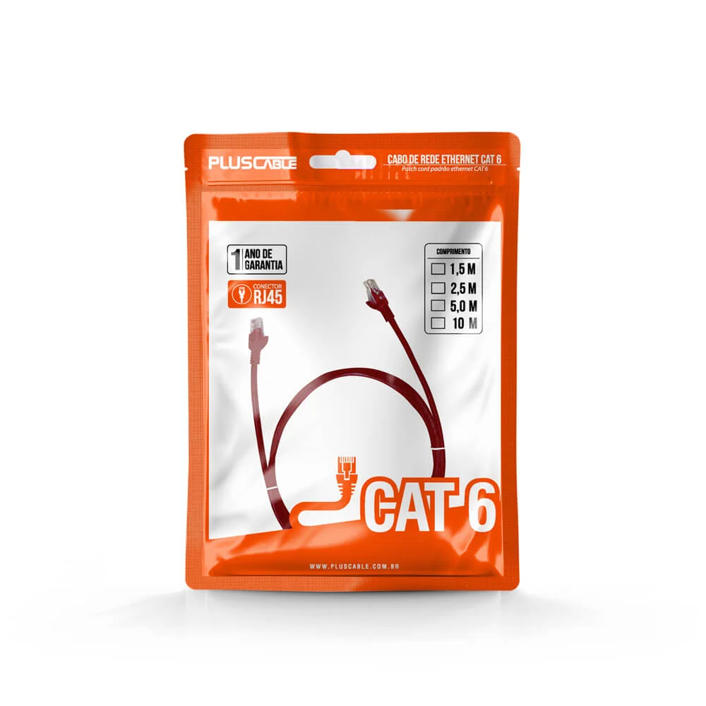 Imagem 4 de 5 do produto Cabo Patch Pluscable, Vermelho, 1.5m Pc-eth6u15rd - CAT6E