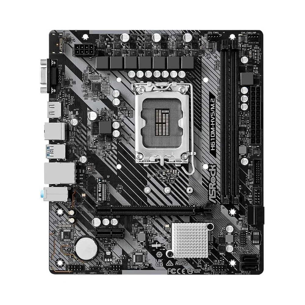 Placa Mae Asrock, Intel 1700 H610 2xddr4 HDMI/VGA, H610m-hdv 8