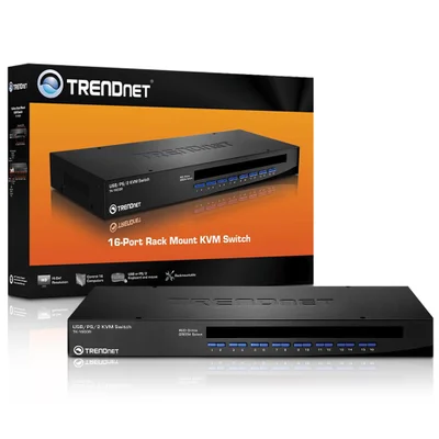 Switch 16 Portas Trendnet,Kvm,USB,ps2,VGA 2048x1536, Rack 19 Polegadas -  TK-1603R