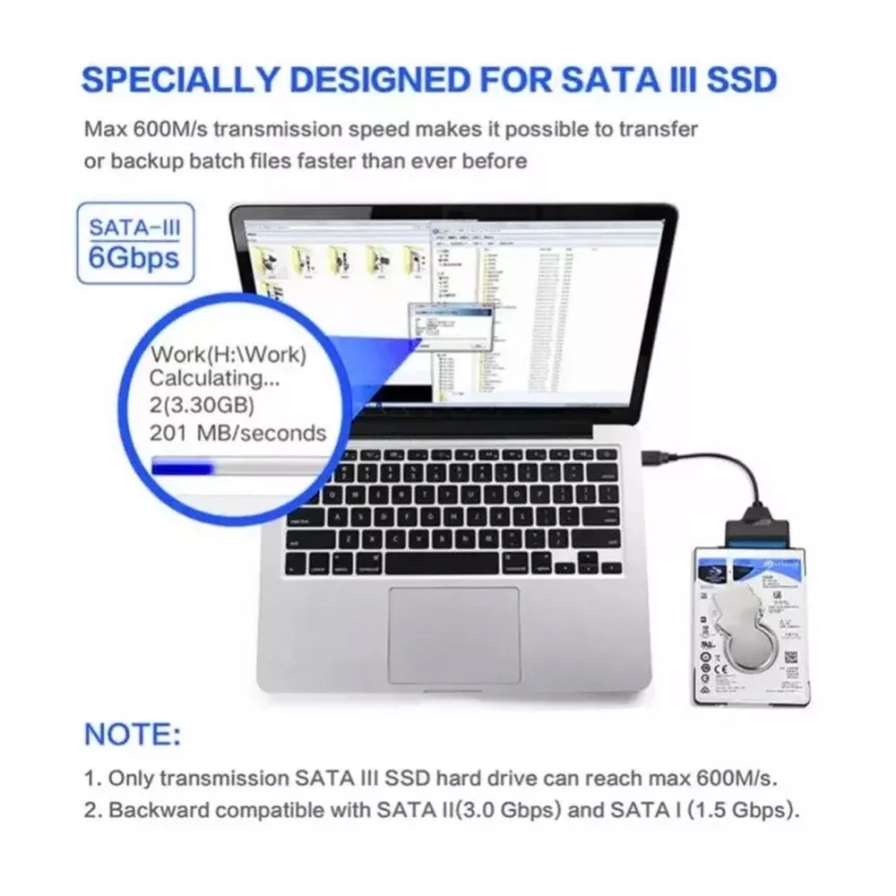 Imagem 3 de 4 do produto Cabo Adaptador Usb 3.0 Para Hd E SSD 2.5 - 29cm