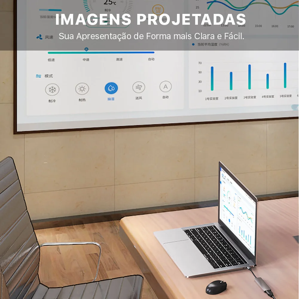 Imagem 2 de 5 do produto Adaptador HUB Hars 6 Em 1, Tipo C/HDMI/USB/SD/TF - 4K