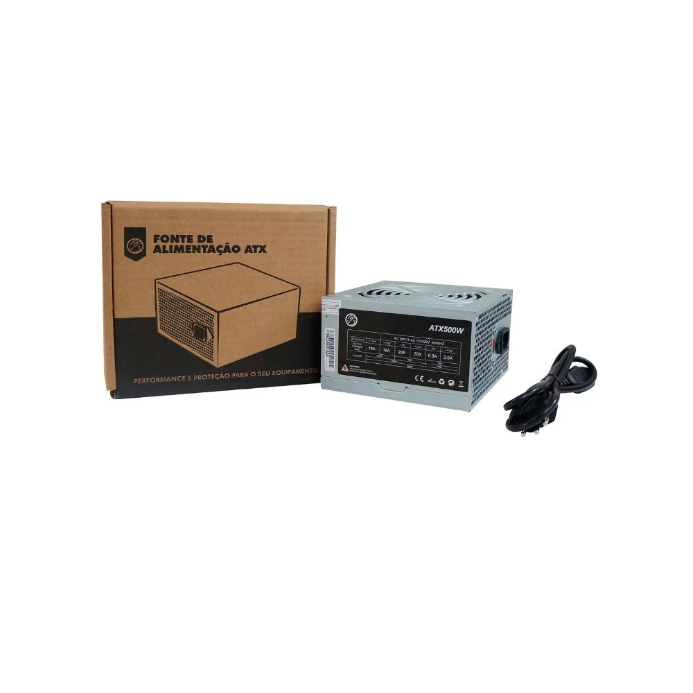 Fonte Atx 500w Real Bpc/5350-m, 24 Pinos, Com Cabo Box
