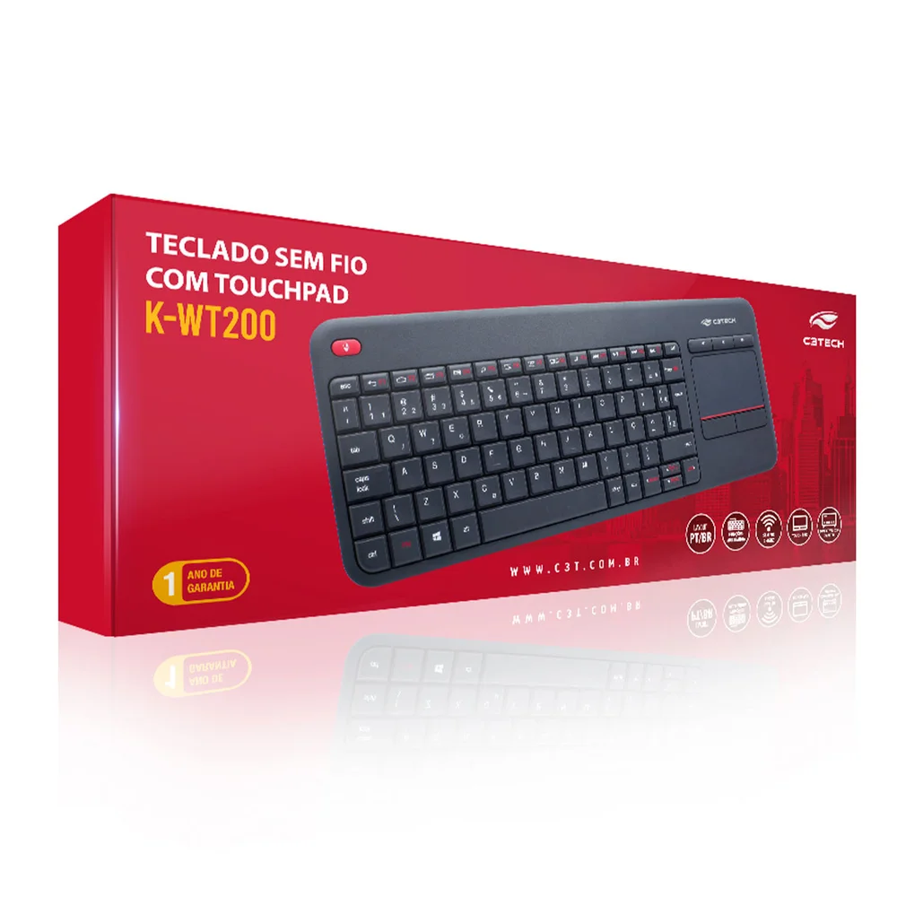 Imagem 4 de 5 do produto Teclado C3tech, Sem fio, C/ Touchpad, K-wt200bk